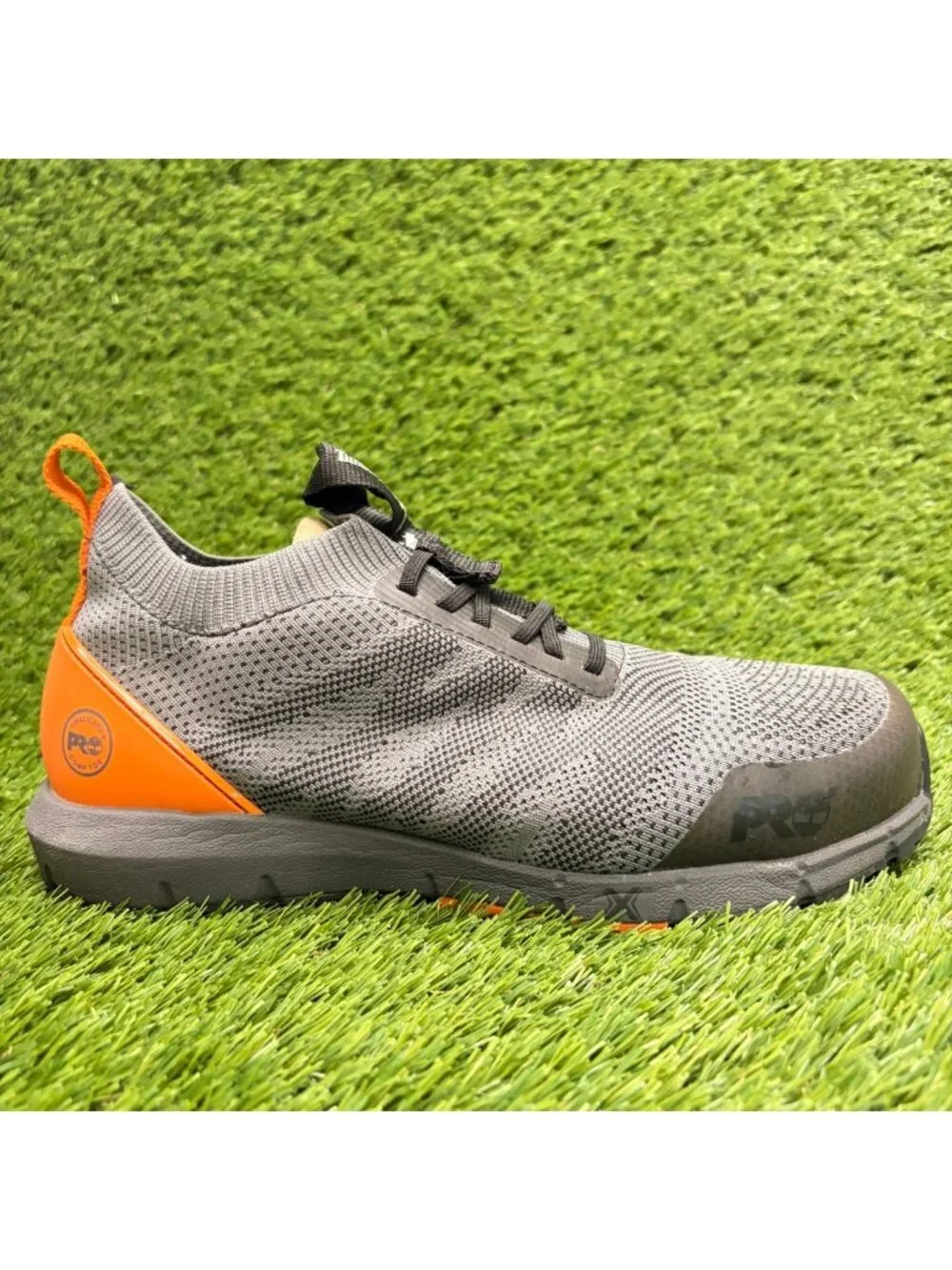 Timberland PRO Radius Mens Size 7.5 Gray Orange Composite Toe Safety Work Shoes